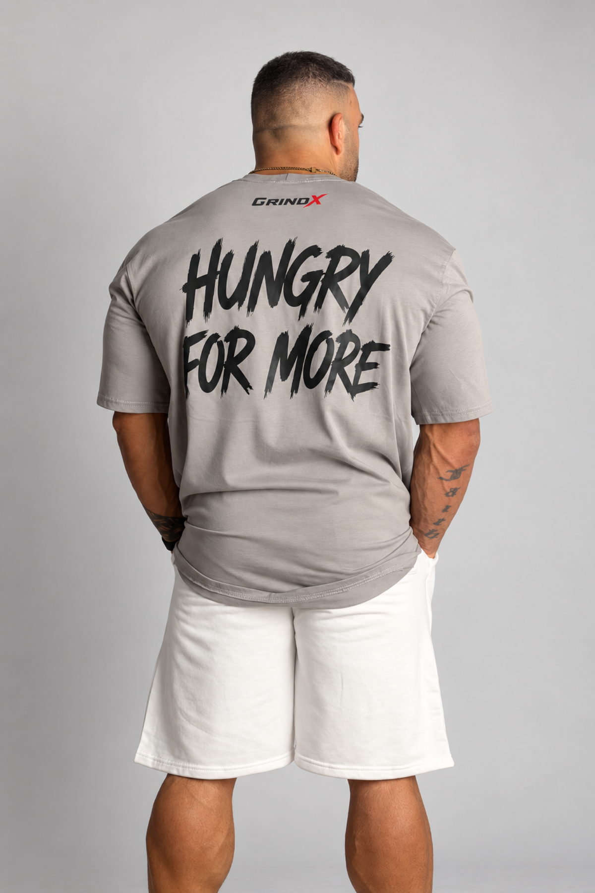 Hungry for More – Oversized T-Shirt Grey – GRINDX ATHLETIC, άποψη 3/3