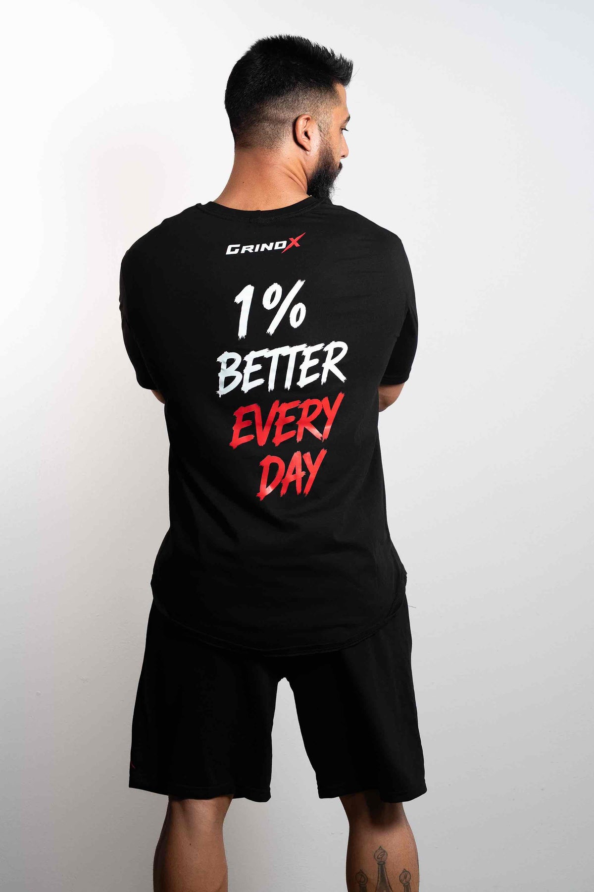 1% Better Every Day – Oversized T-Shirt Black – GRINDX ATHLETIC, άποψη 2/3