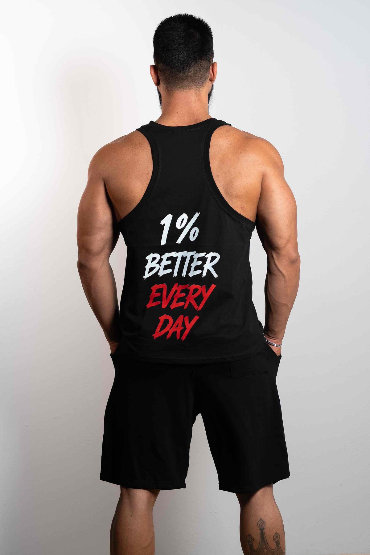 1% Better Every Day – Sleeveless Black – GRINDX ATHLETIC, άποψη 2/3