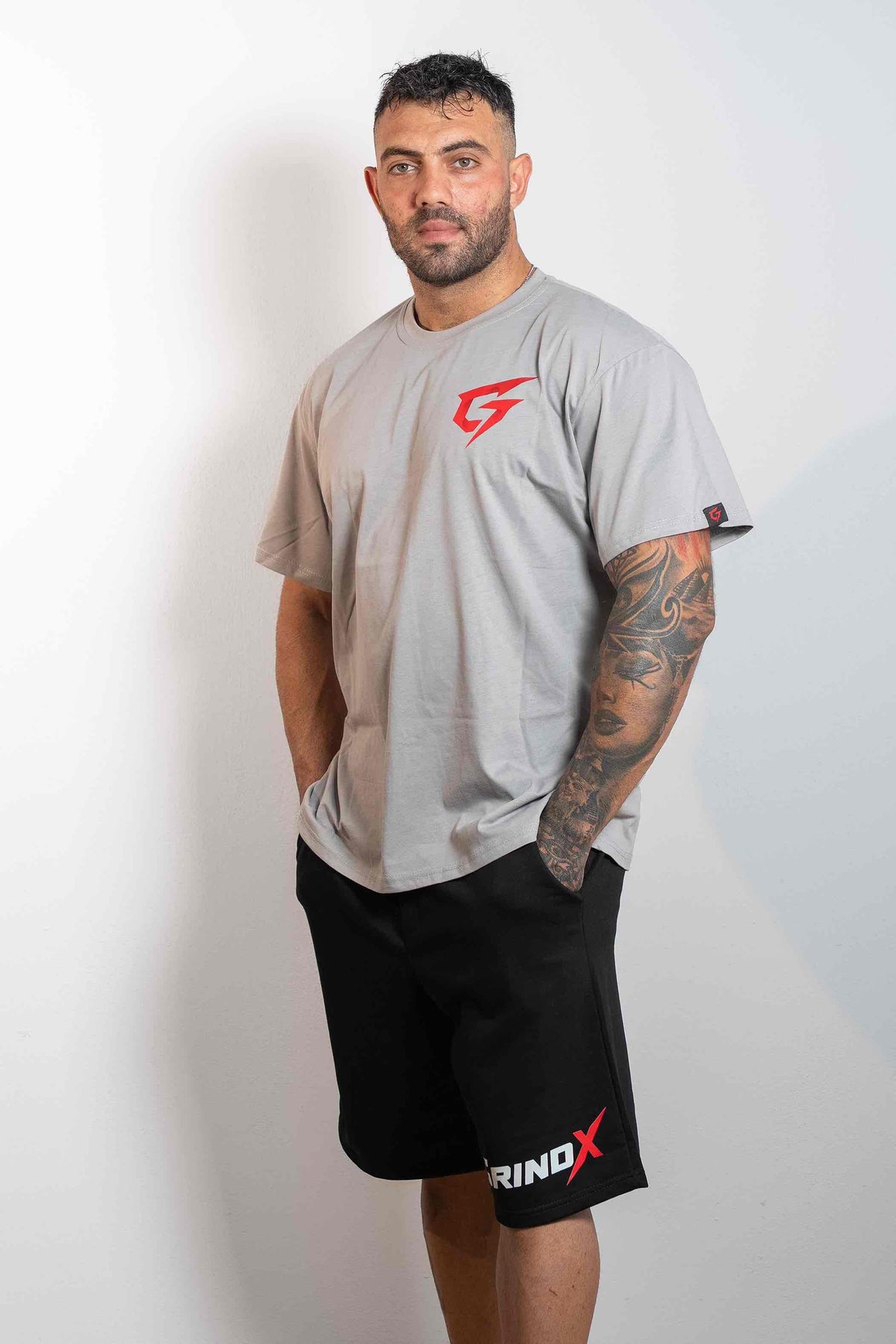 GRINDX Vertical – Oversized Box T-Shirt Grey – GRINDX ATHLETIC, άποψη 2/3