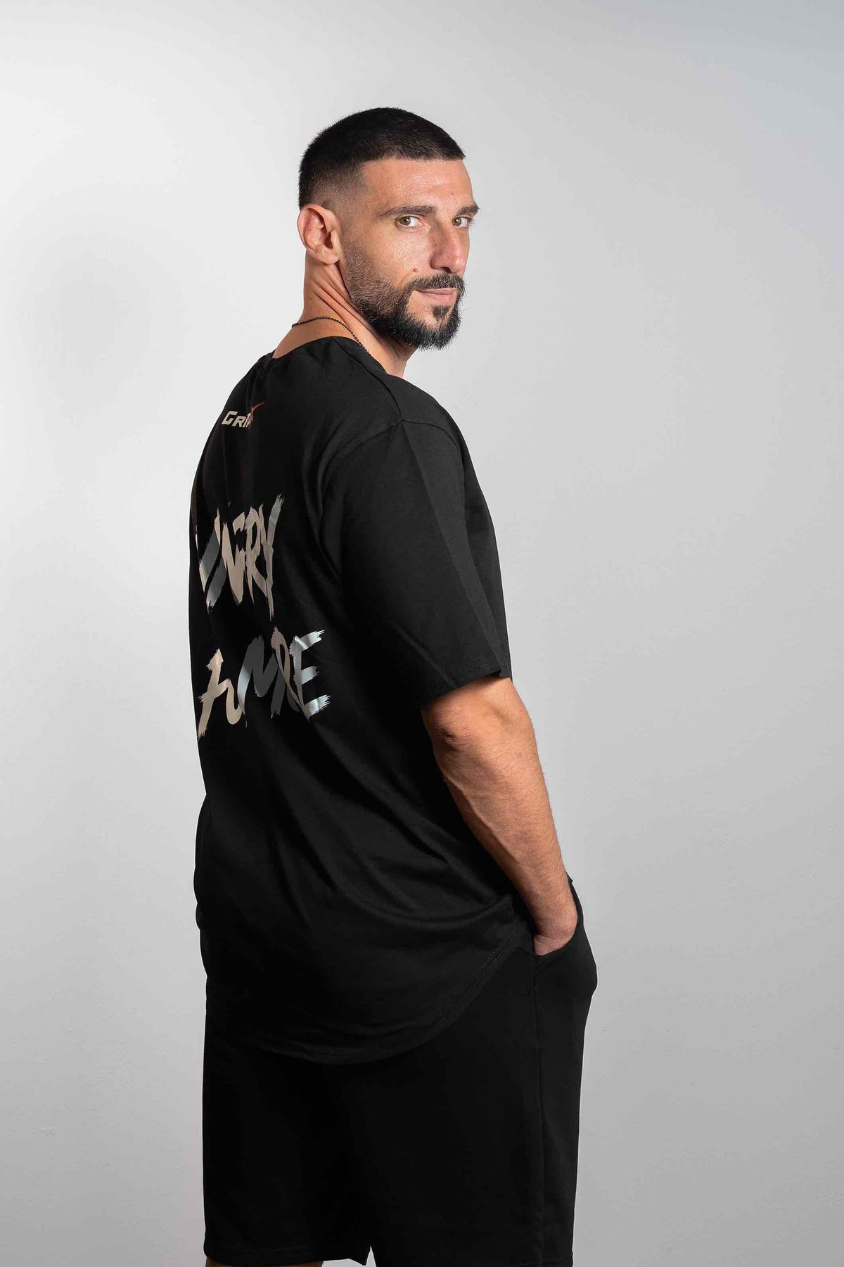 Hungry for More – Oversized T-Shirt Black – GRINDX ATHLETIC, άποψη 4/4