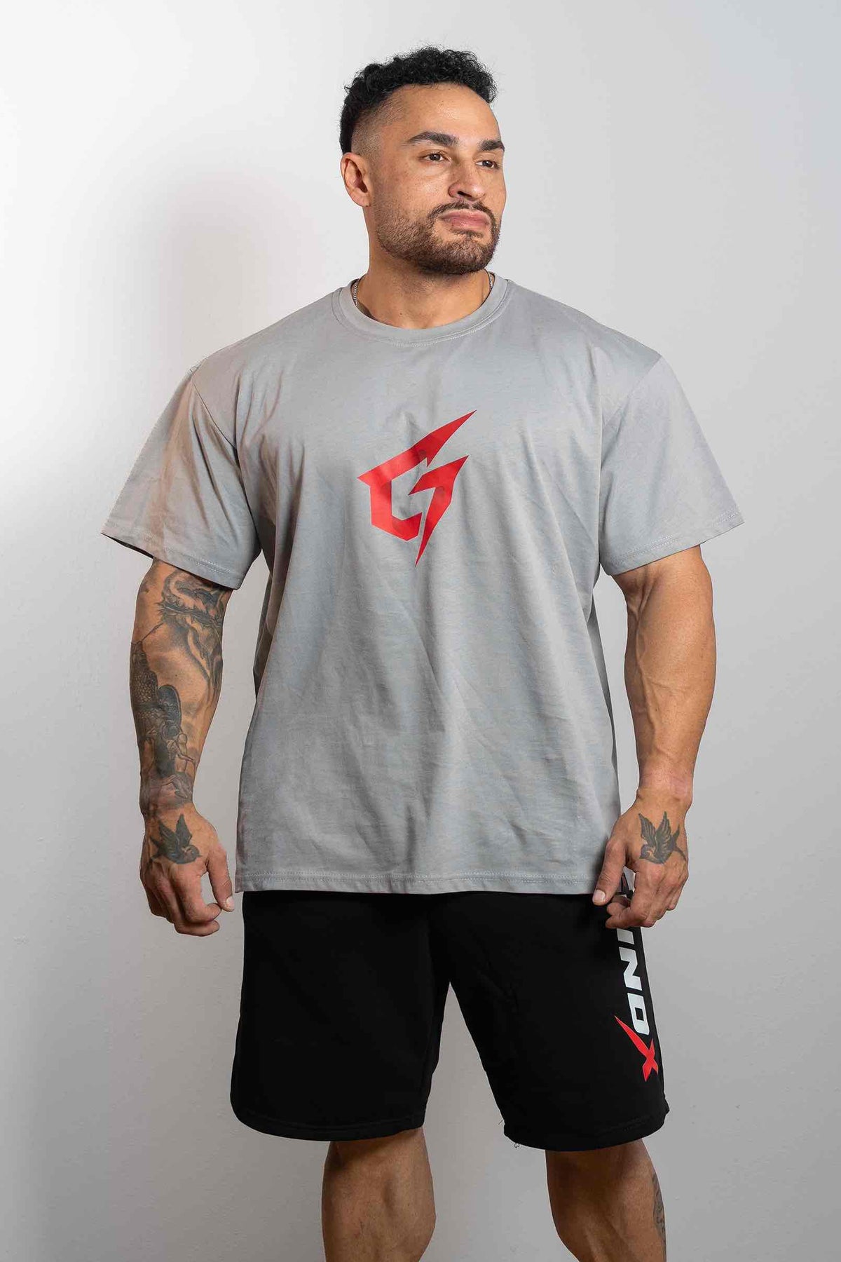 GRINDX Horizontal – Oversized Box T-Shirt Grey
