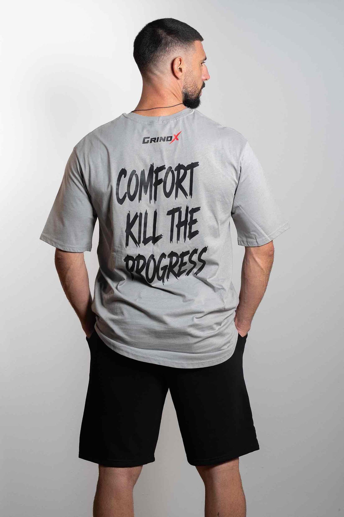 Comfort Kills the Progress – Oversized T-Shirt Grey – GRINDX ATHLETIC, άποψη 3/3