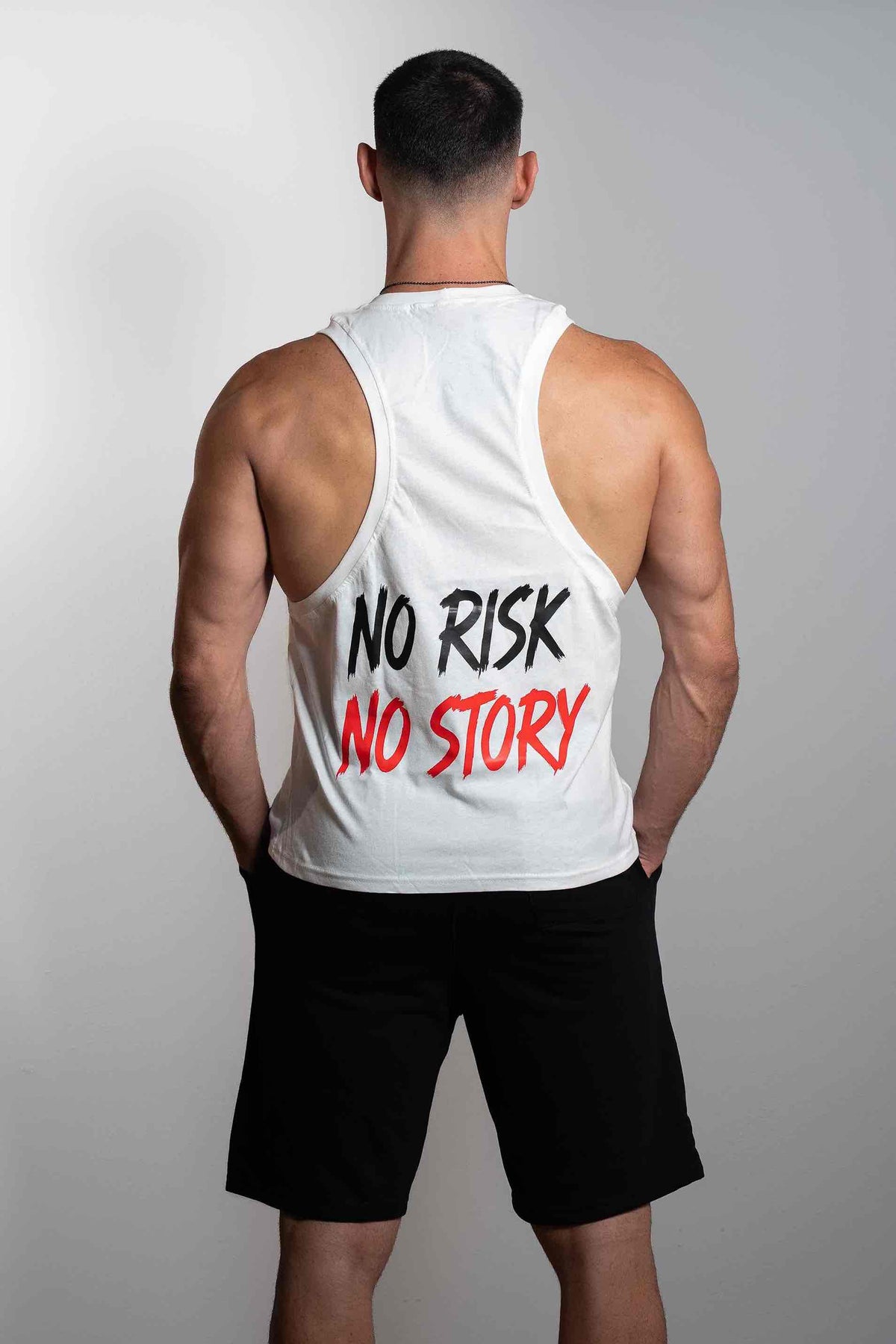 No Risk, No Story – Sleeveless White – GRINDX ATHLETIC, άποψη 1/3