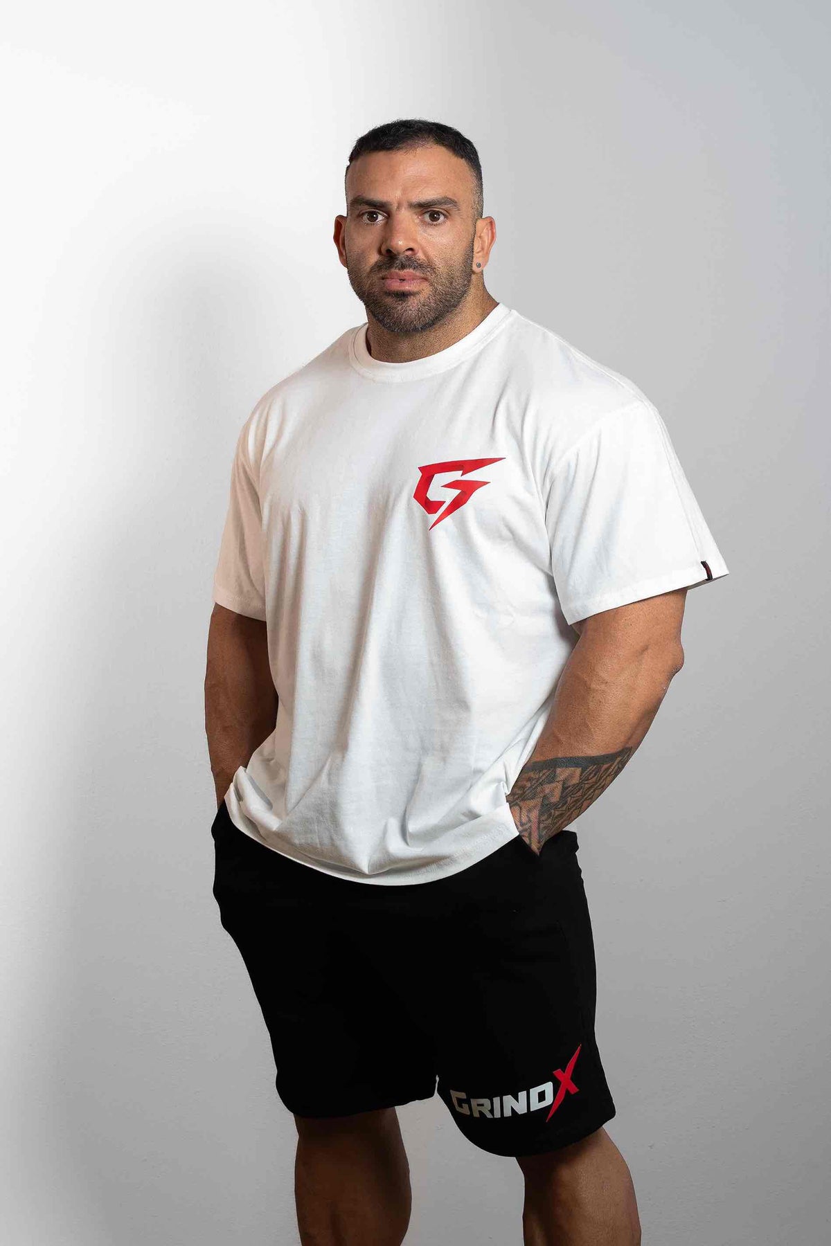 GRINDX Horizontal – Oversized Box T-Shirt White
