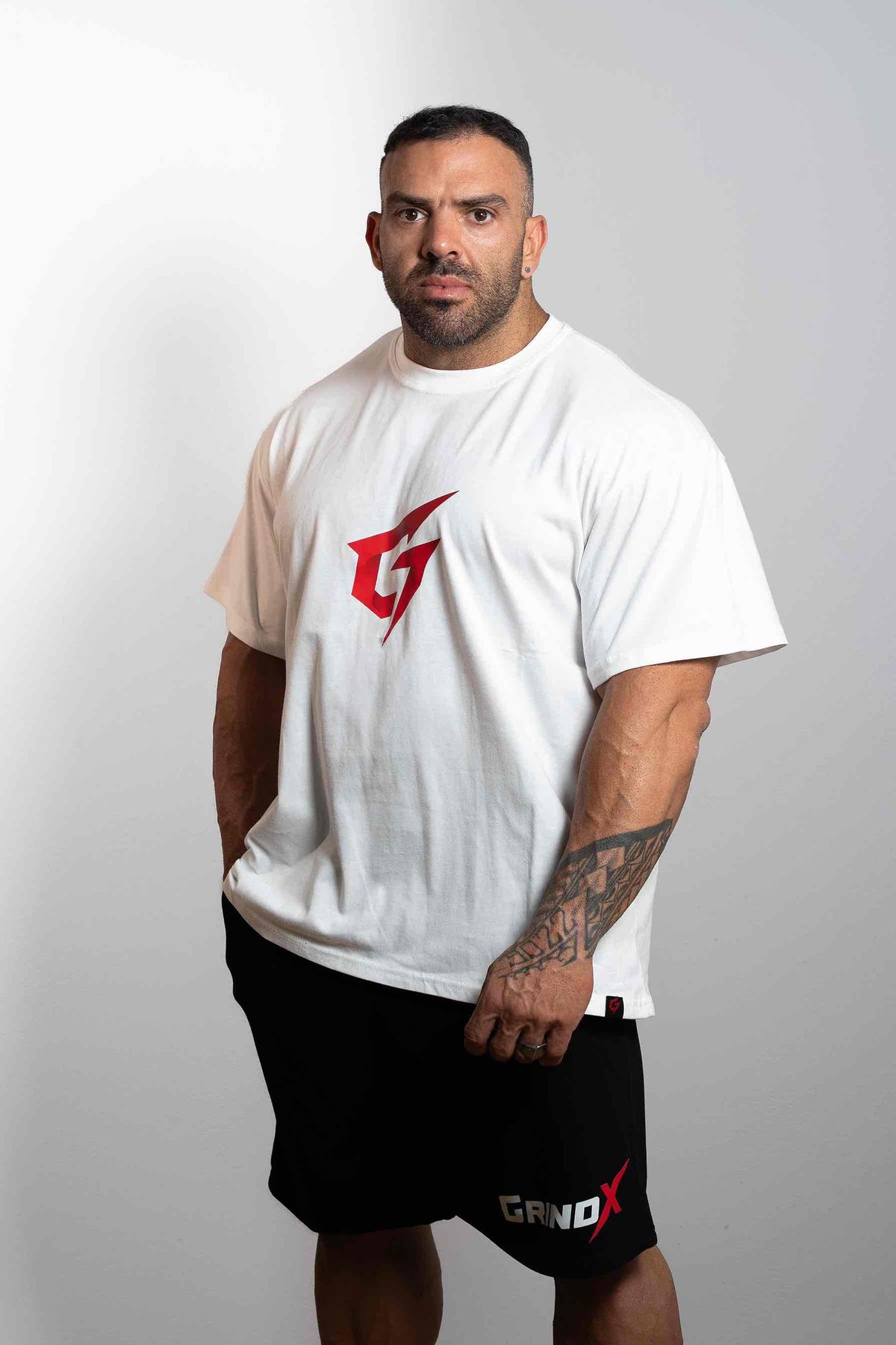 GRINDX Horizontal – Oversized Box T-Shirt White – GRINDX ATHLETIC, άποψη 3/3